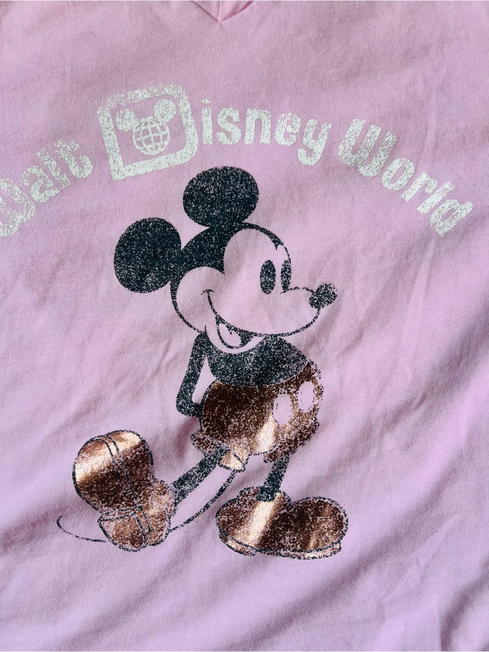 Disney Pink Mickey Mouse Graphic Tee with Metallic Accents